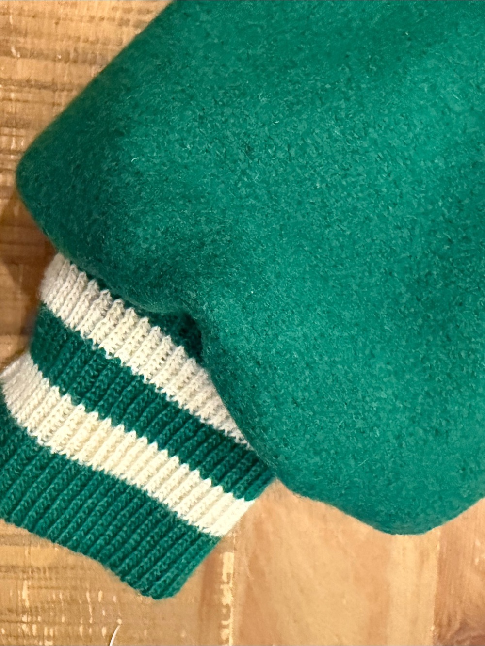 Vintage Green Letterman Jacket with Cream 'J' Patch - Picture 5 of 7